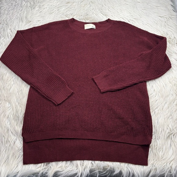 Wilfred Free Sweaters - Aritzia Wilfred Free Women's M‎ Burgundy Merino Tunic Sweater CAM7-3409 Waffle